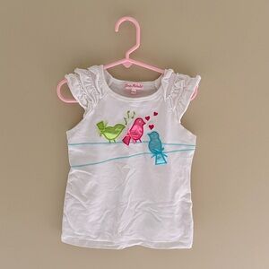 Jona Michelle Girls White Tank with Pink, Green & Blue Bird Appliques